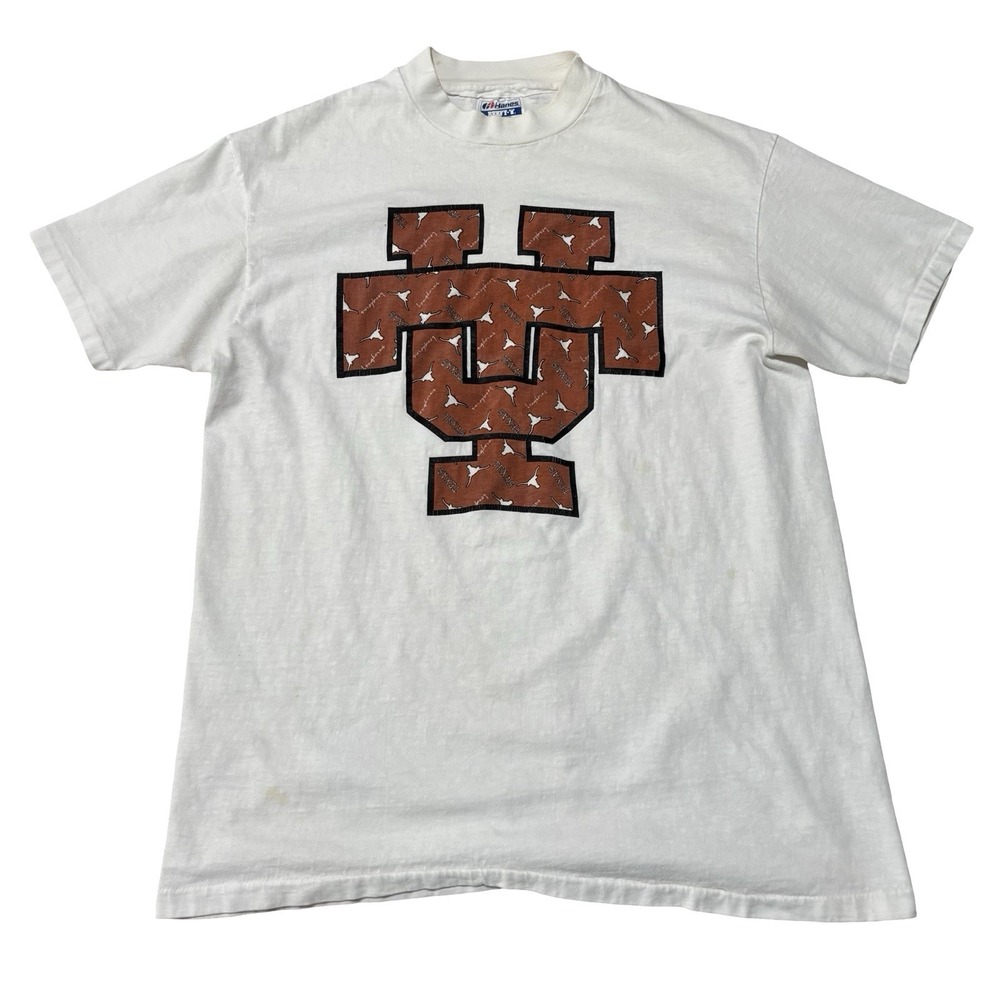 Vintage 90s Texas Longhorns Single Stitch Graphic T Shirt *Stained* Size L 20x27